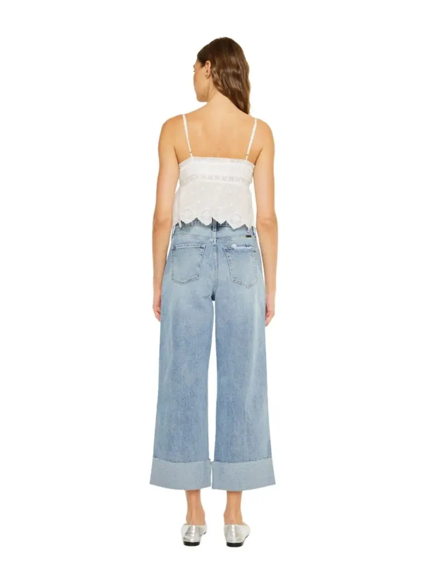 Джинсы с широкой штаниной Alfie 90's Cropped Wide KanCan — изображение 2 из 6, средняя отмывка
