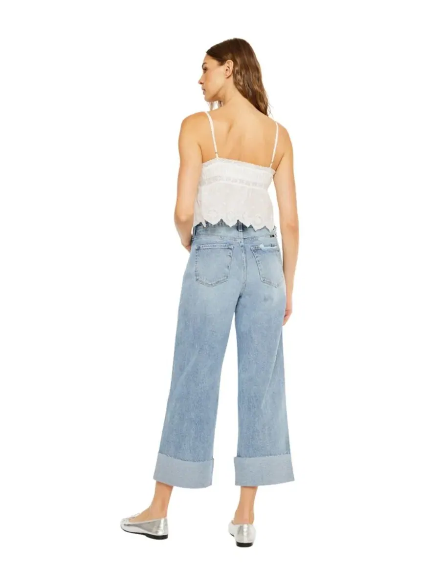 Джинсы с широкой штаниной Alfie 90's Cropped Wide KanCan — изображение 5 из 6, средняя отмывка