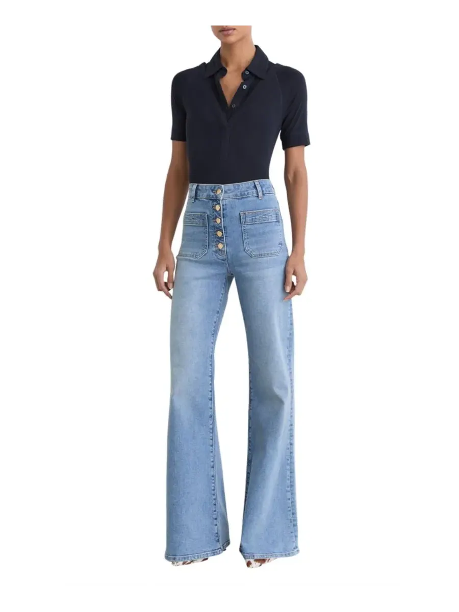 Топ с воротником Shona Collared Top REISS — изображение 2 из 6, темно-синий