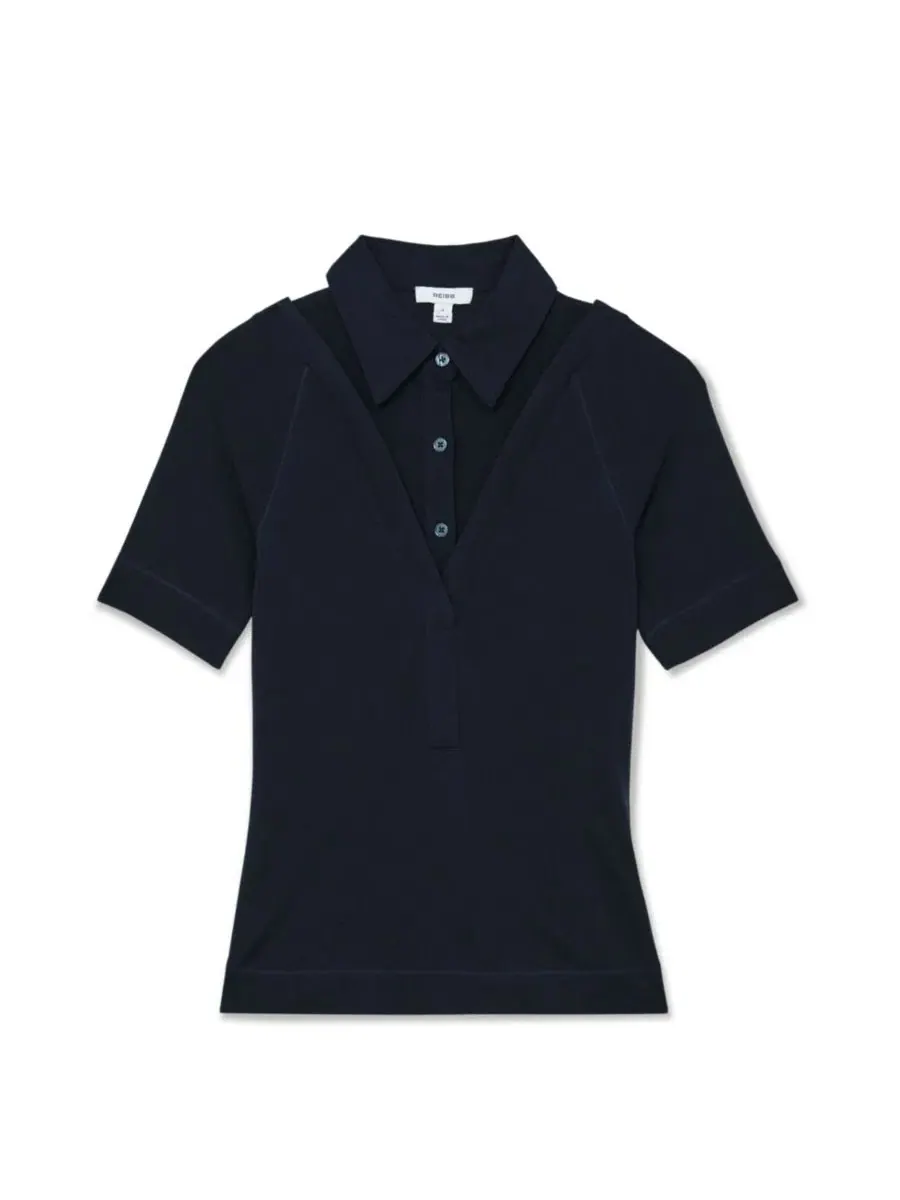 Топ с воротником Shona Collared Top REISS — изображение 5 из 6, темно-синий