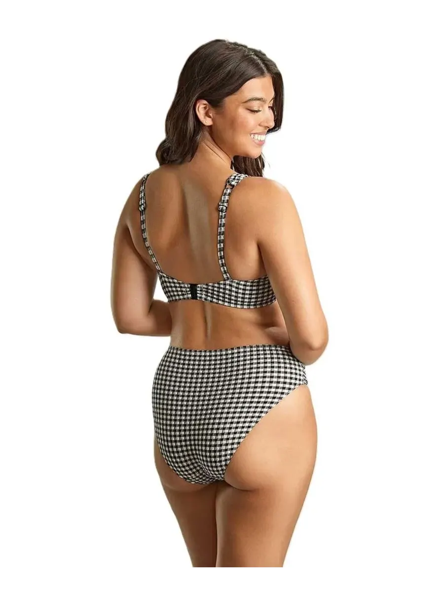 Женские бикини-трусики в клетку с высоким вырезом Panache Lingerie — изображение 4 из 5, черный белый