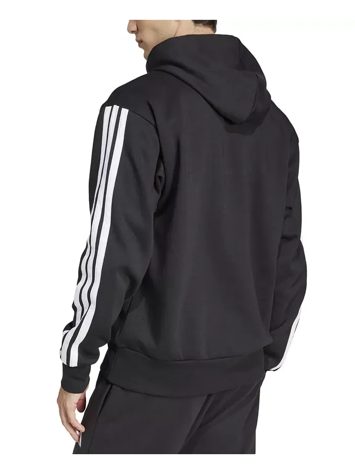 Мужская базовая толстовка с капюшоном из флиса с тремя полосками Adidas — изображение 2 из 3, черный