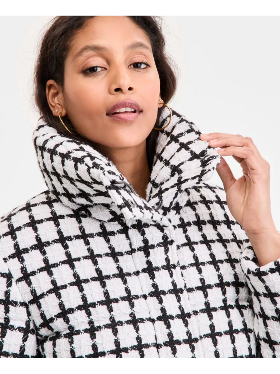 Женское короткое твидовое пуховое пальто BCBGMAXAZRIA — изображение 4 из 5, кремовый/черный
