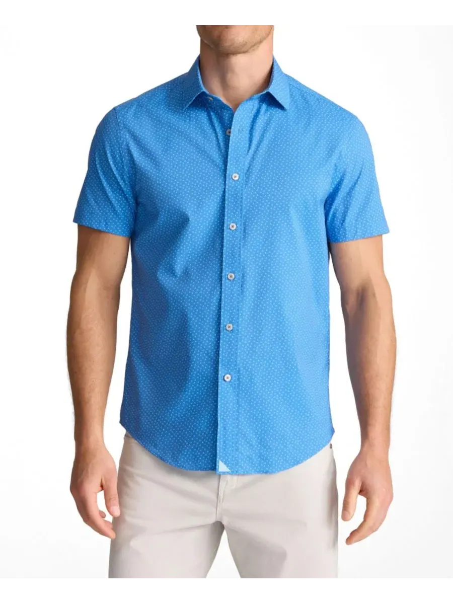 Мужская рубашка с коротким рукавом Slim Fit Performance Livingston UNTUCKit — изображение 3 из 3, синий