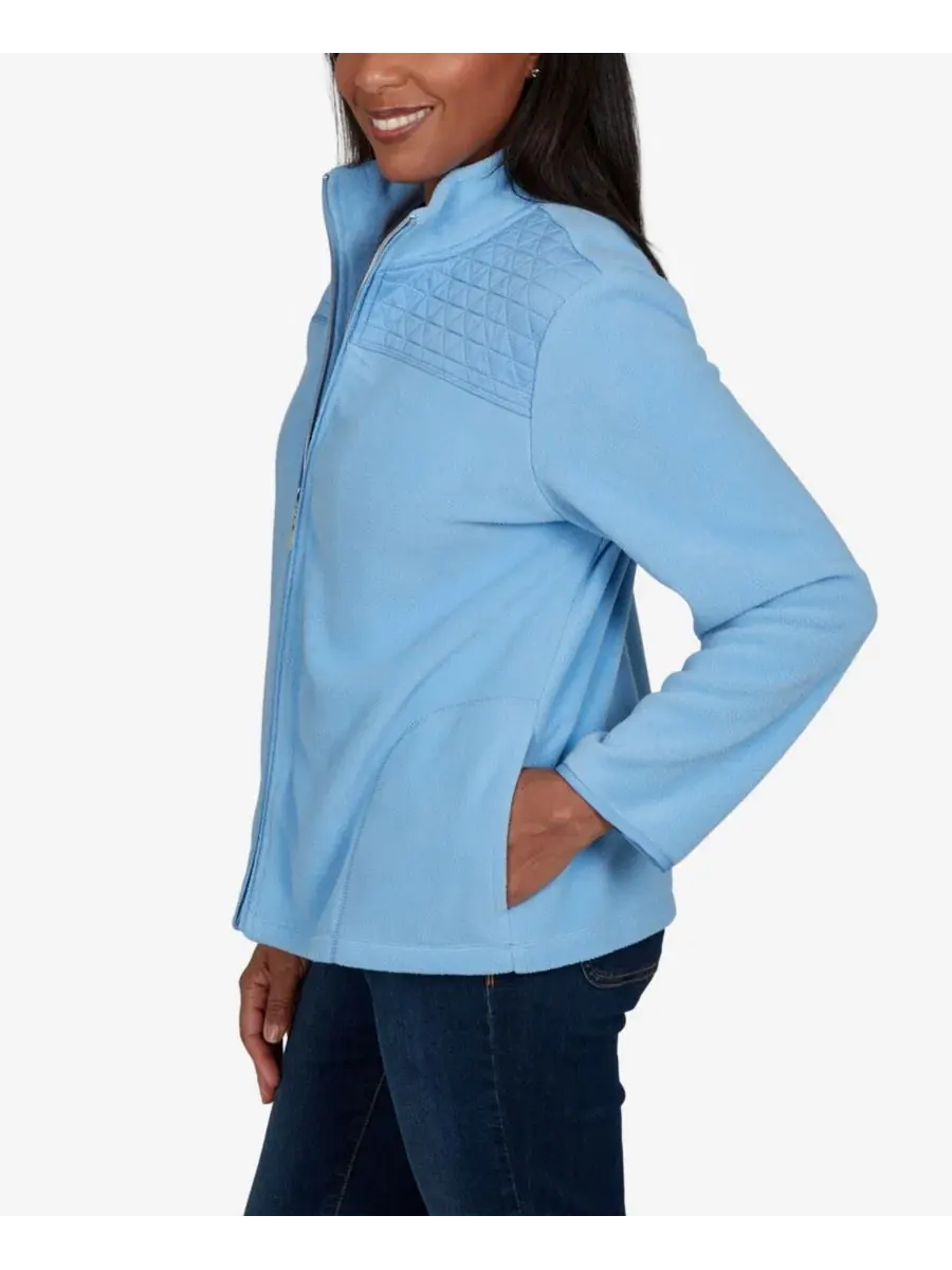 Женский куртка стеганая трикотажная с воротником-стойкой Classic Quilted Zip Front Knit Jacket — изображение 3 из 5, голубой