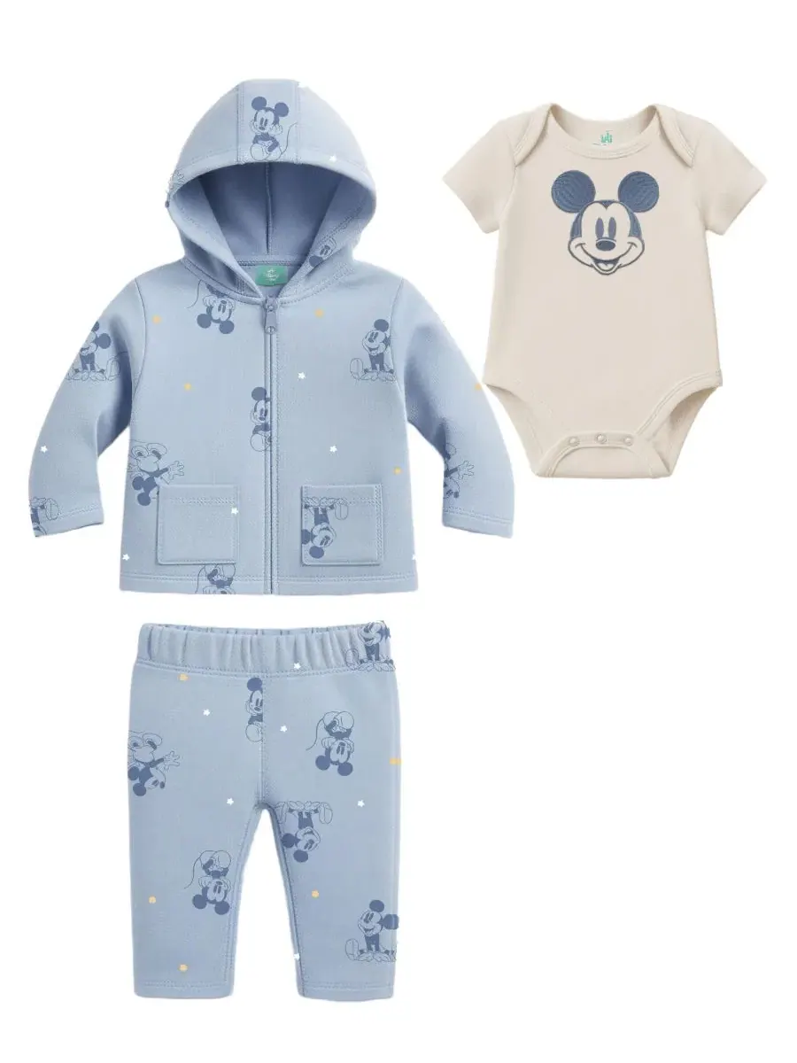 Комплект Mickey Mouse из 3 предметов: куртка, боди и штаны Disney — изображение 2 из 8, синий