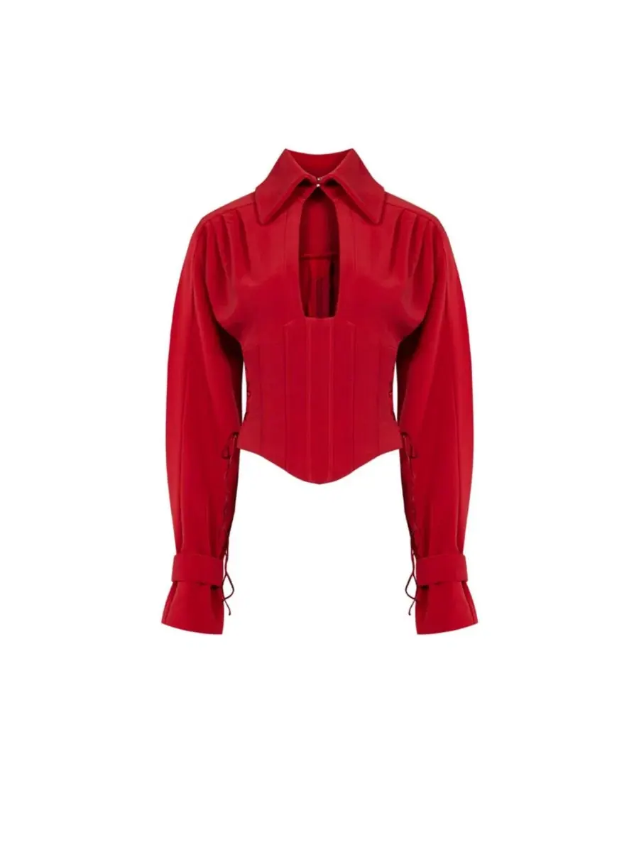 Блуза с корсетным поясом Wool-Blend PCFG, Samba — изображение 5 из 5