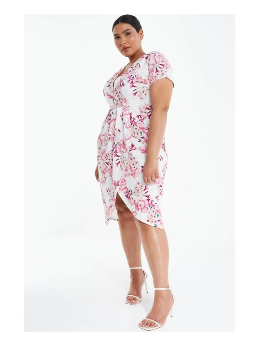 Платье-макси с запахом из флористической креп-скубки, модель Floral Scuba Crepe Wrap Maxi Dress QUIZ — изображение 2 из 3