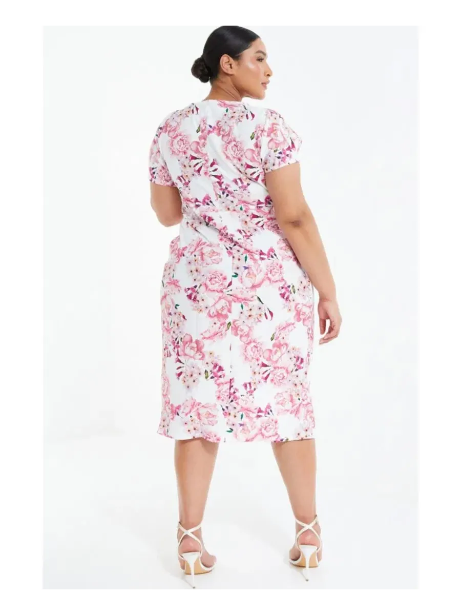 Платье-макси с запахом из флористической креп-скубки, модель Floral Scuba Crepe Wrap Maxi Dress QUIZ — изображение 3 из 3