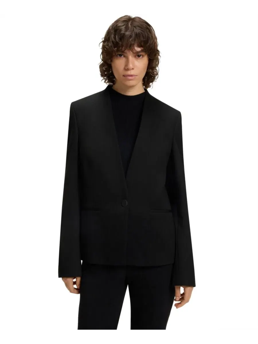 Женская куртка без воротника BOSS by, стандартного кроя Hugo Boss — изображение 10 из 10, черный