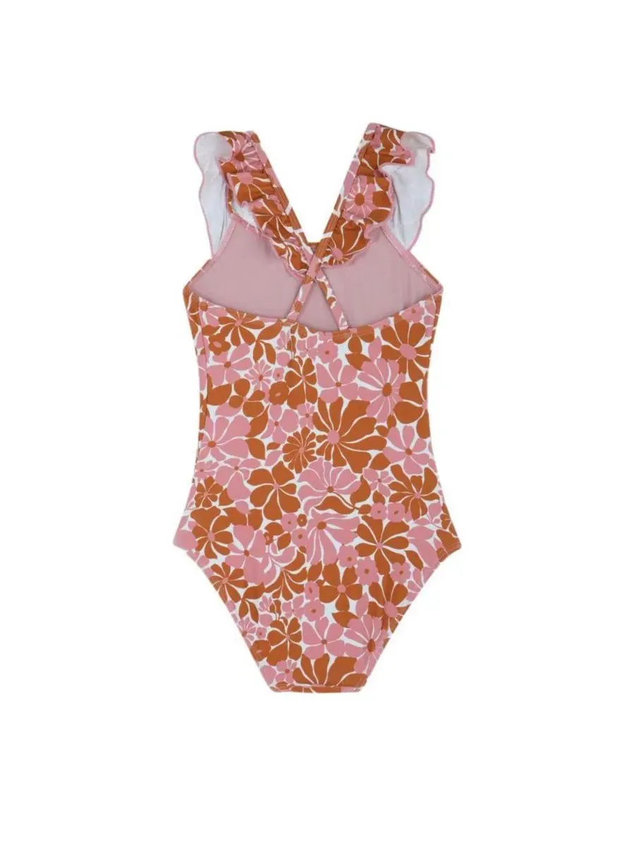 Детский купальник Gottex Kids Summer Memories Square Neck Ruffle One Piece — изображение 2 из 3, розовый-коричневый