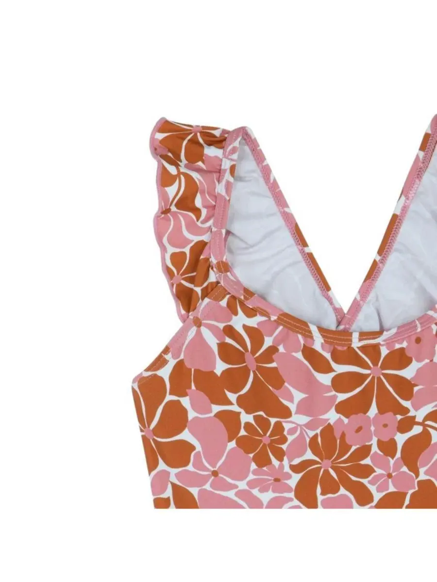 Детский купальник Gottex Kids Summer Memories Square Neck Ruffle One Piece — изображение 3 из 3, розовый-коричневый