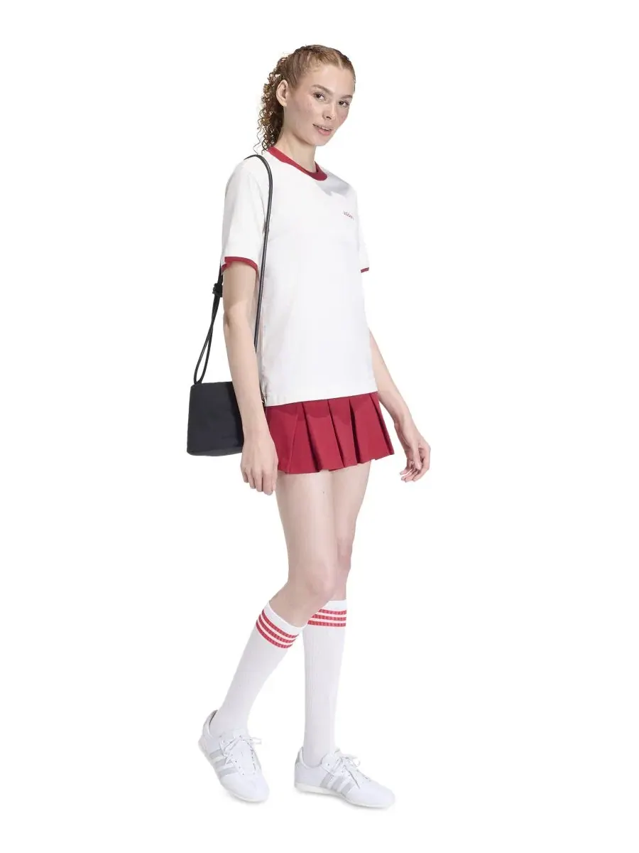 Женская юбка-трапеция из хлопка с внутренними леггинсами Colorpop Skirt adidas — изображение 2 из 5, белый