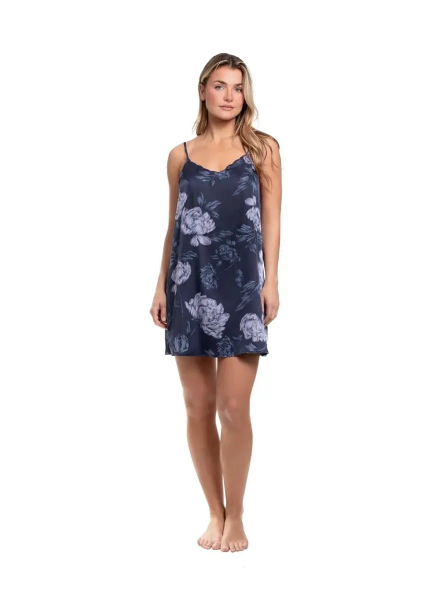 Детская ночная рубашка Brighton Floral-Print Satin V-Neck Midnight Bakery — синий