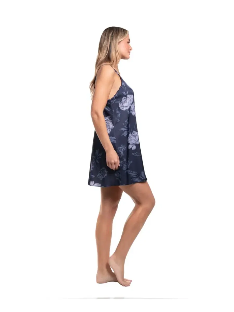 Детская ночная рубашка Brighton Floral-Print Satin V-Neck Midnight Bakery — изображение 2 из 4, синий