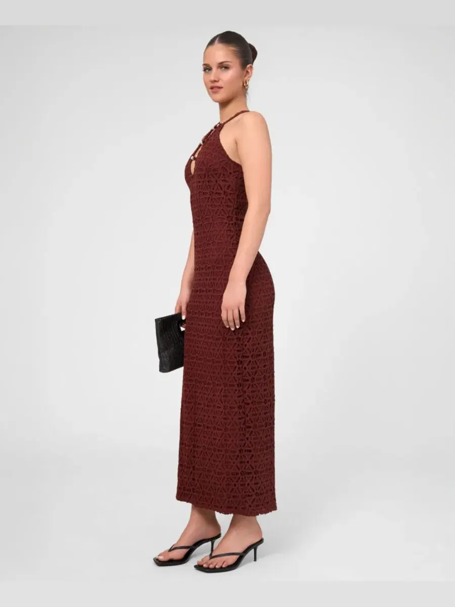 Платье миди с открытой спиной и бисером Aitana Crochet RACHEL Rachel Roy — изображение 2 из 3, темный красный