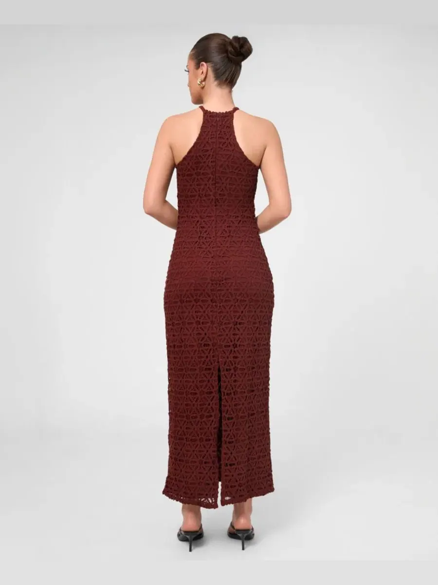 Платье миди с открытой спиной и бисером Aitana Crochet RACHEL Rachel Roy — изображение 3 из 3, темный красный