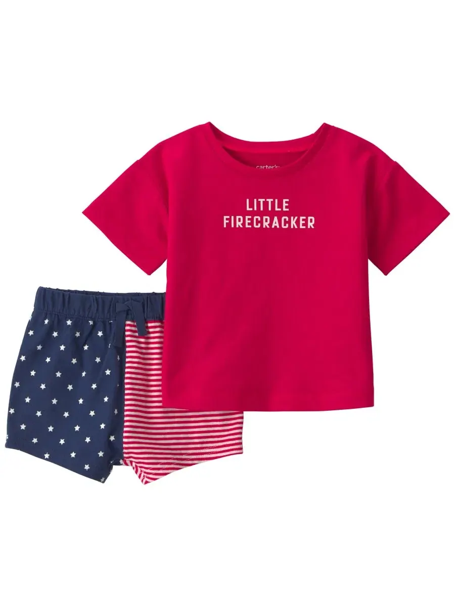 Комплект из топа и шорт с коротким рукавом Little Firecracker Carter's