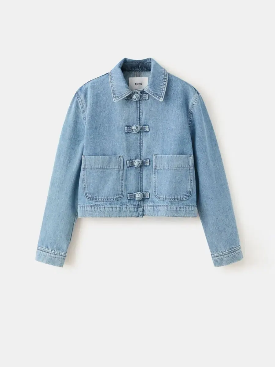 Джинсовая куртка с тогглами, модель Toggle Detail MANGO — изображение 2 из 6, синий