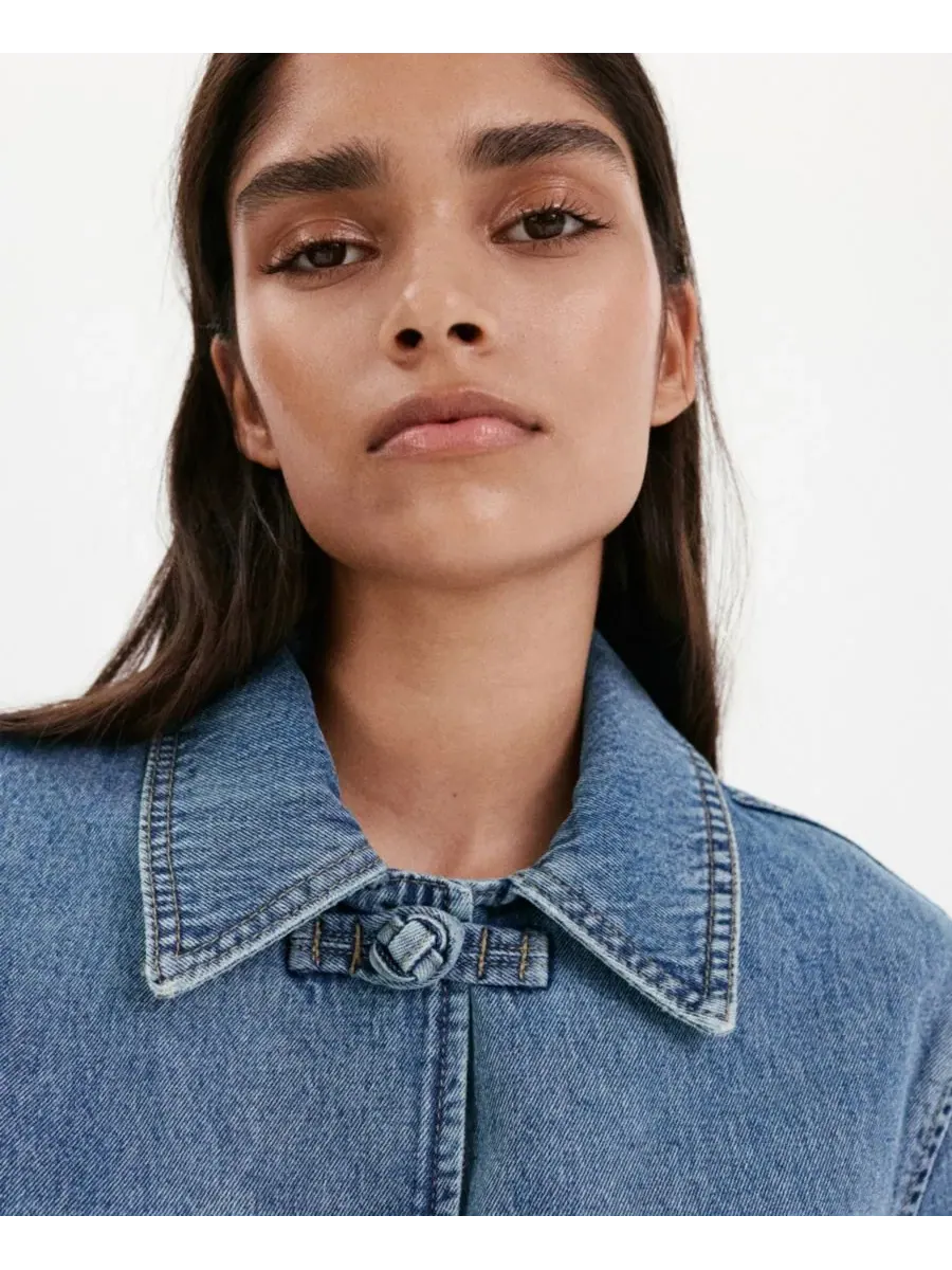 Джинсовая куртка с тогглами, модель Toggle Detail MANGO — изображение 4 из 6, синий
