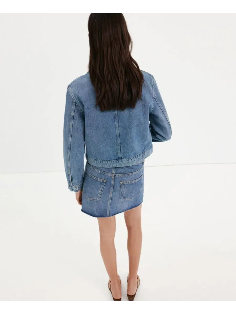 Джинсовая куртка с тогглами, модель Toggle Detail MANGO — изображение 5 из 6, синий