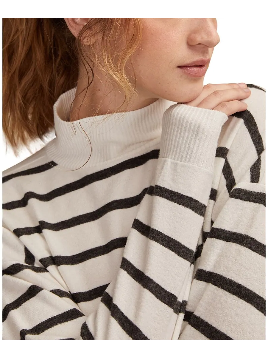 Женская блузка с высоким воротником Облако Lucky Brand — изображение 2 из 5, черный кремовый