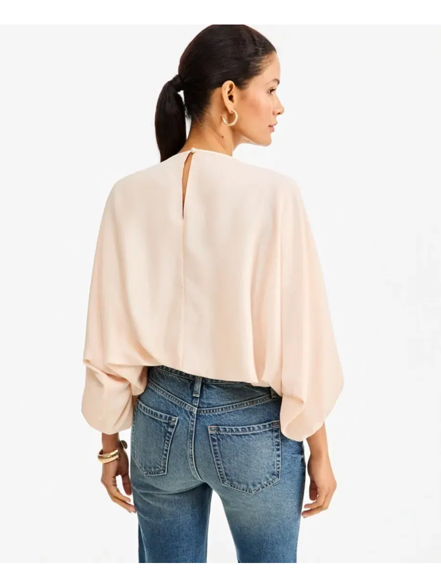 Блуза с рукавом до локтя и пузырчатым кроем, модель Elbow-Sleeve Bubble Boat Neck I.N.C — изображение 3 из 3, розовый бежевый