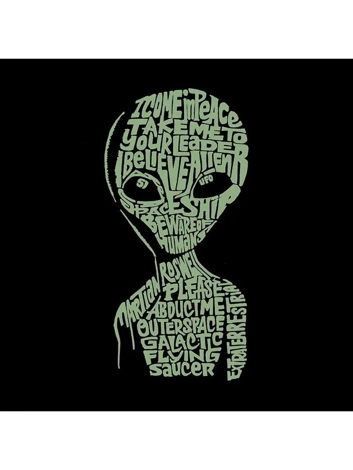 Мужская футболка с длинным рукавом с надписью Word Art — Area 51 LA Pop Art — изображение 2 из 2, черный