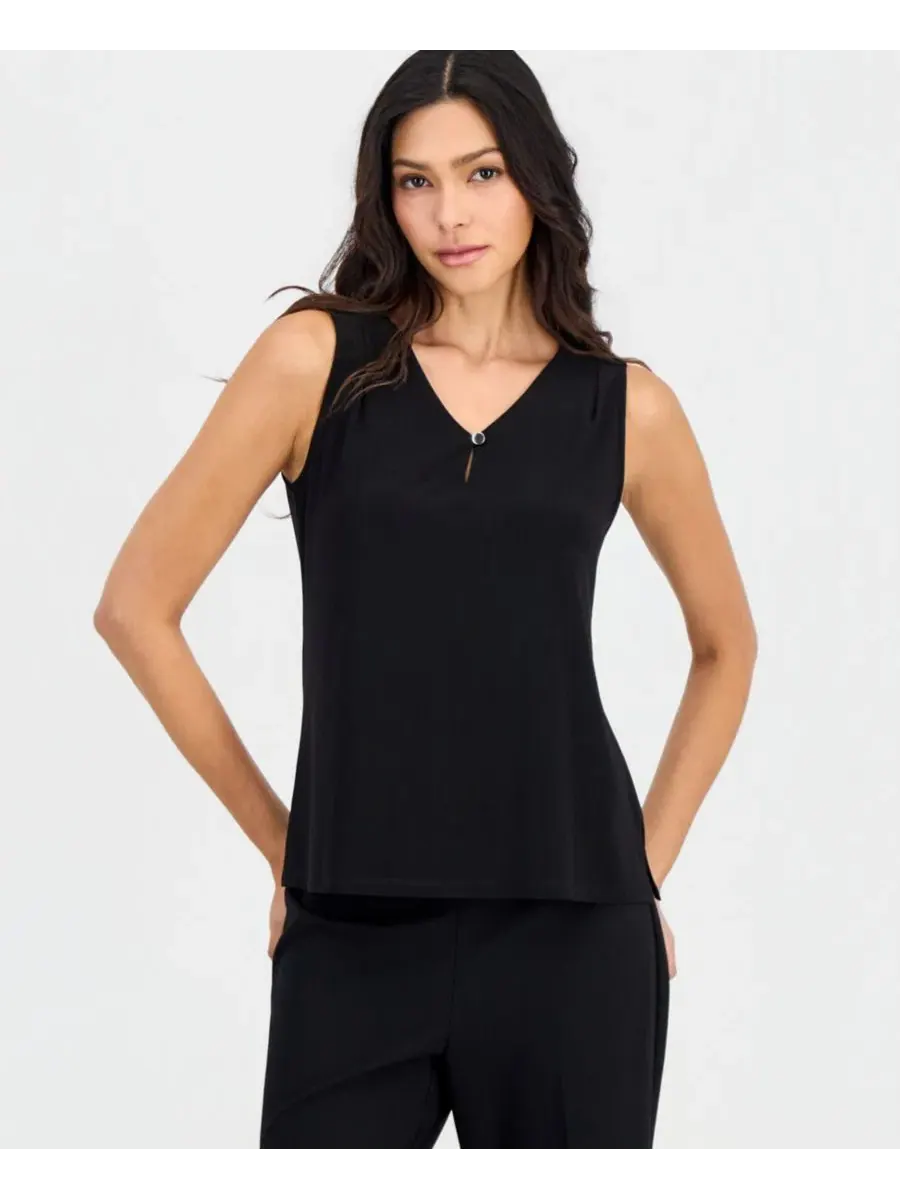 Блузка без рукавов Petite V-Neck Keyhole Sleeveless Blouse Anne Klein Essentials