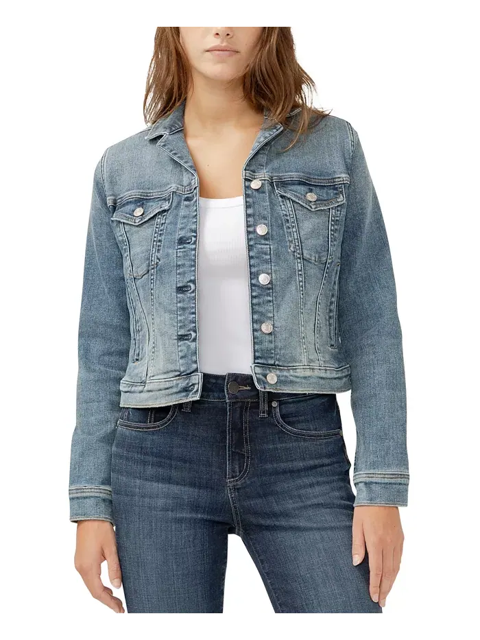 Женская укороченная джинсовая куртка с вырезом Silver Jeans Co.