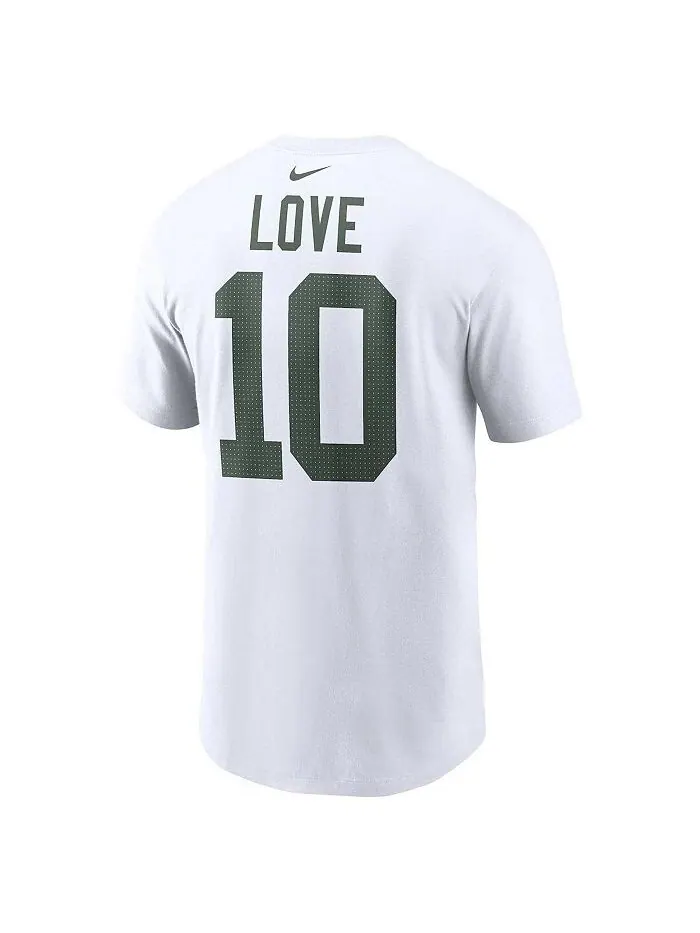 Мужская футболка Jordan Love White Green Bay Packers с именем и номером игрока Nike — изображение 3 из 3, белый