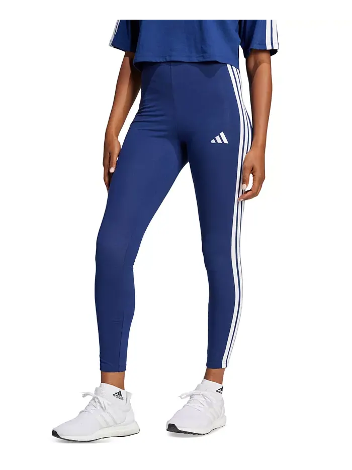 Хлопковые леггинсы с тремя полосками, размеры Plus Size Essentials, XXS-4X adidas — изображение 1 из 1, темный синий/белый