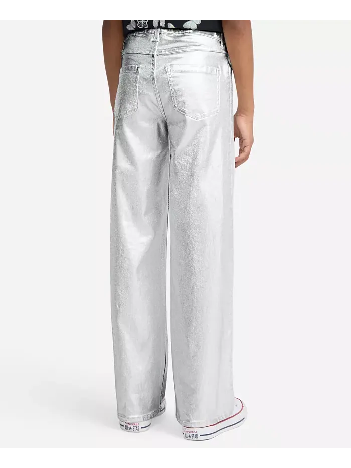 Джинсы Girls Shine High Rise Wide Leg Abercrombie Kids — изображение 2 из 7, серебряный