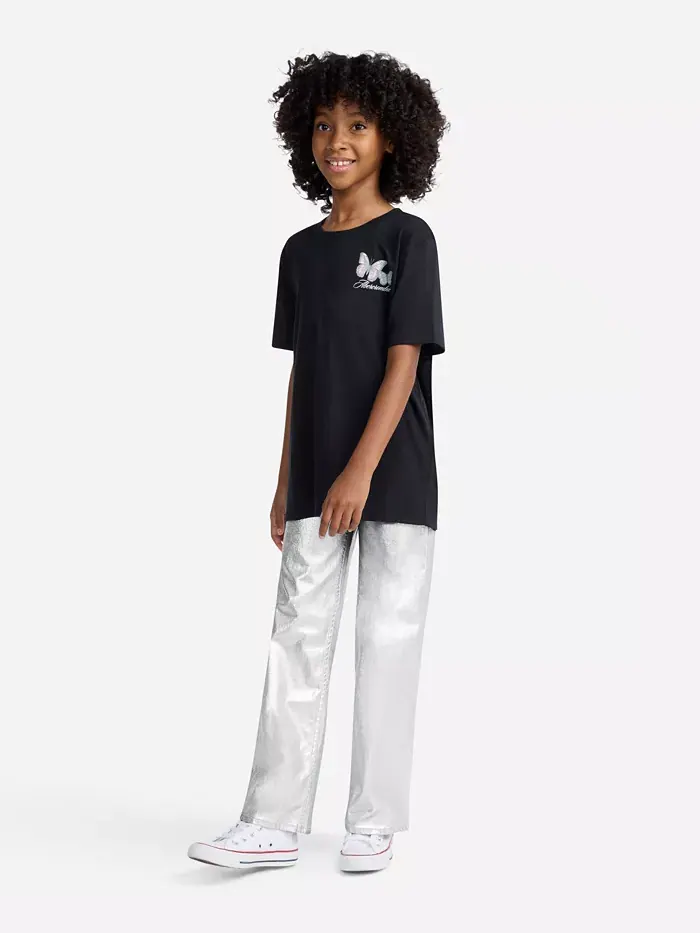 Джинсы Girls Shine High Rise Wide Leg Abercrombie Kids — изображение 3 из 7, серебряный