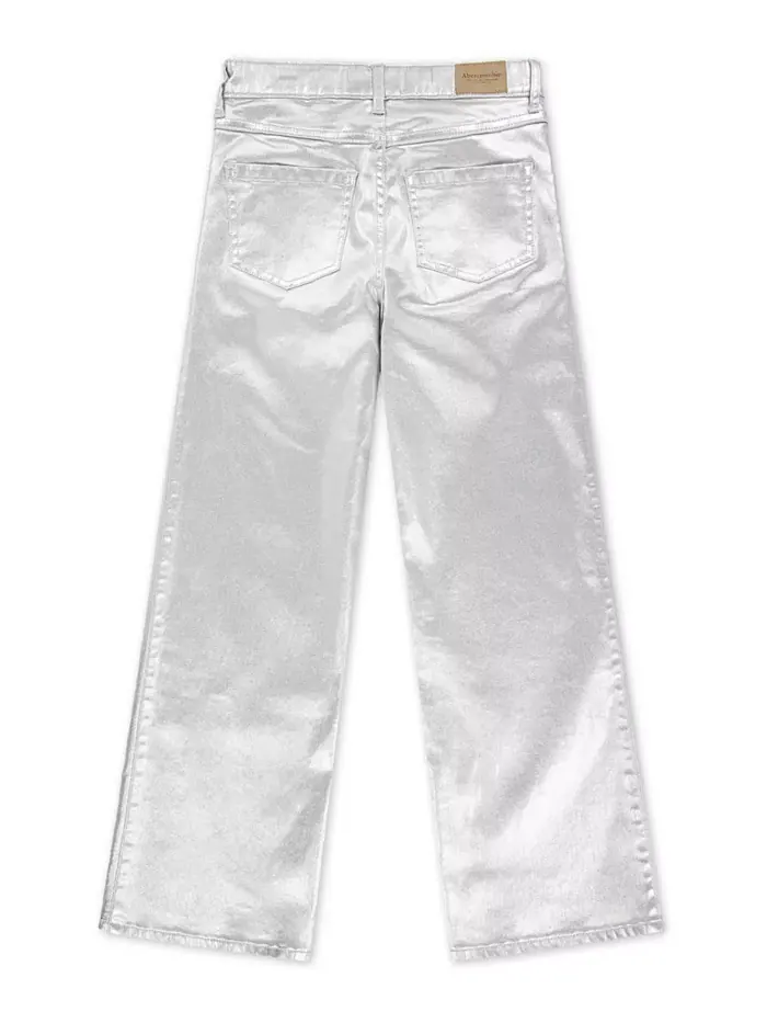 Джинсы Girls Shine High Rise Wide Leg Abercrombie Kids — изображение 5 из 7, серебряный