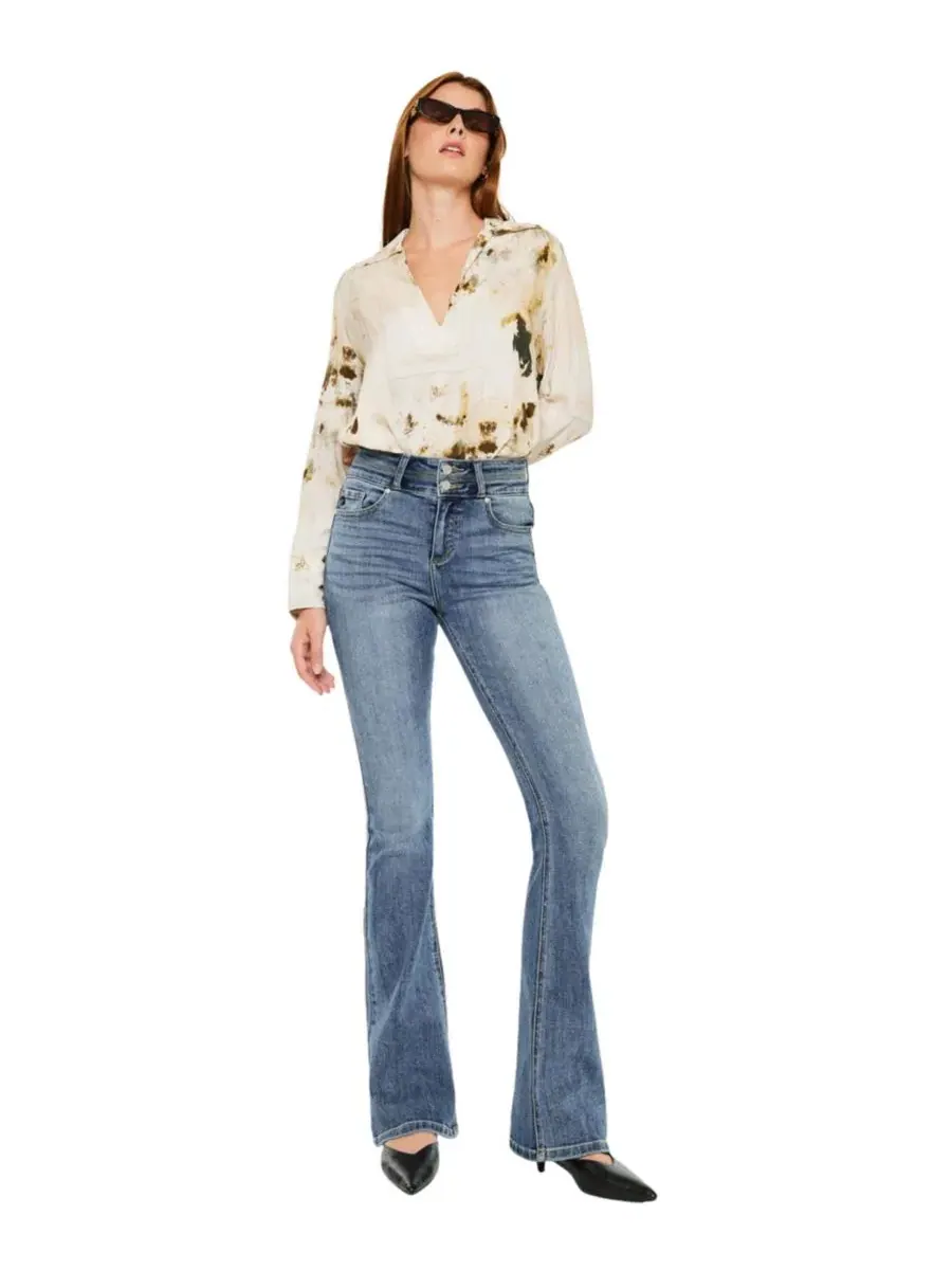 Джинсы скинни-клеш с высокой посадкой Raven High Rise Skinny Bootcut KanCan