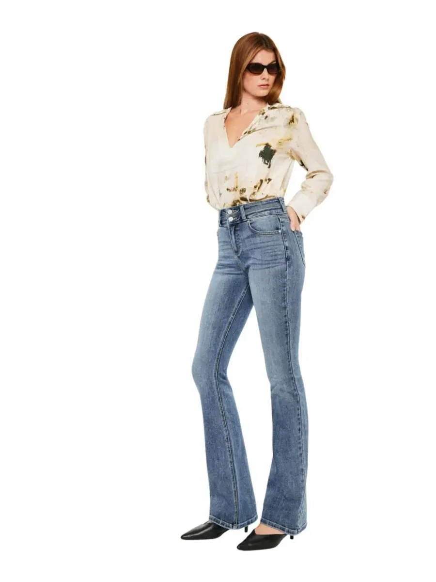 Джинсы скинни-клеш с высокой посадкой Raven High Rise Skinny Bootcut KanCan — изображение 3 из 6, черный