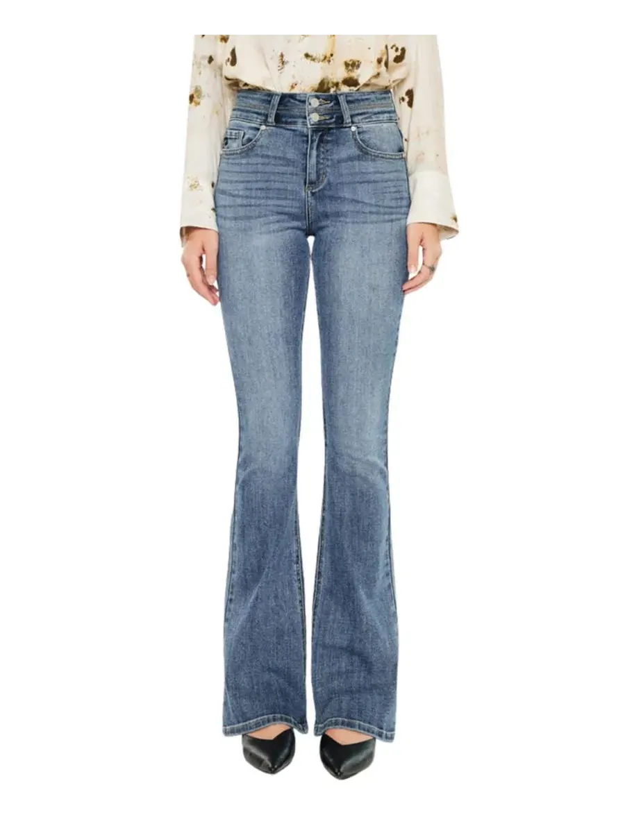 Джинсы скинни-клеш с высокой посадкой Raven High Rise Skinny Bootcut KanCan — изображение 4 из 6, черный