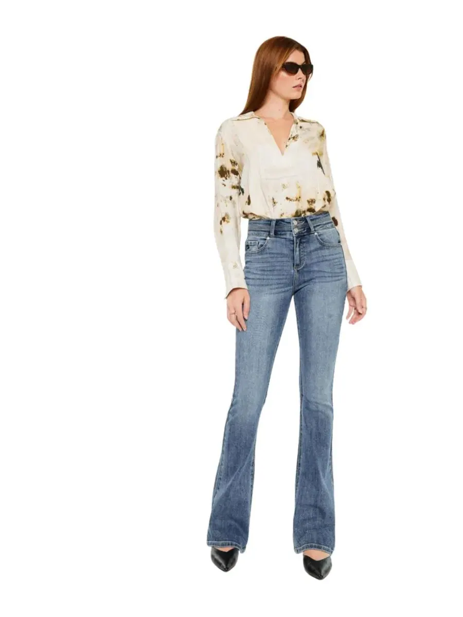 Джинсы скинни-клеш с высокой посадкой Raven High Rise Skinny Bootcut KanCan — изображение 5 из 6, черный