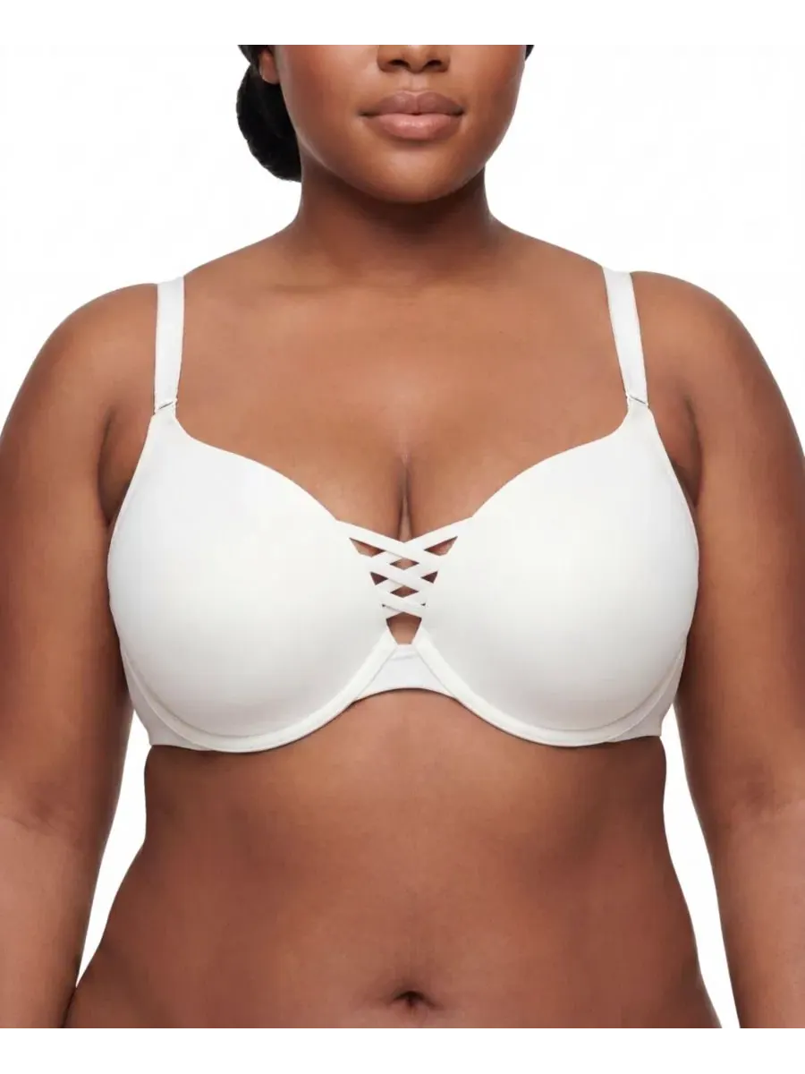 Бюстгальтер с пуш-ап эффектом, с крест-кросс дизайном XO Plunge Push-Up Smooth Bra Torrid — серый