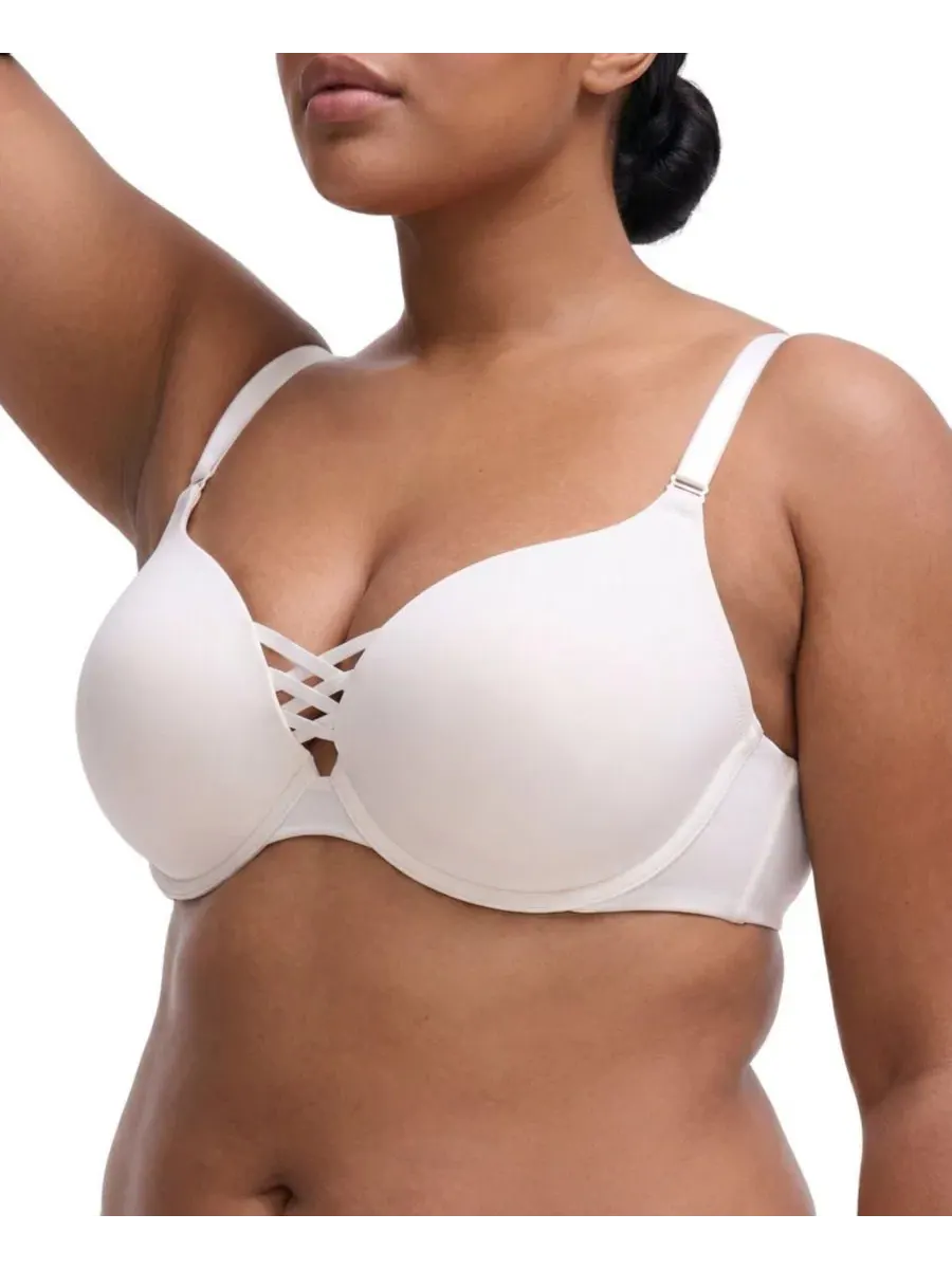 Бюстгальтер с пуш-ап эффектом, с крест-кросс дизайном XO Plunge Push-Up Smooth Bra Torrid — изображение 2 из 4, серый