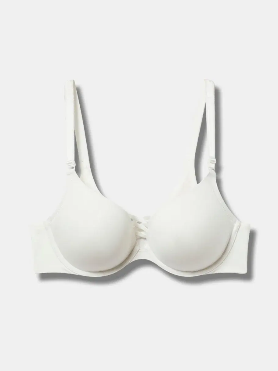 Бюстгальтер с пуш-ап эффектом, с крест-кросс дизайном XO Plunge Push-Up Smooth Bra Torrid — изображение 4 из 4, серый