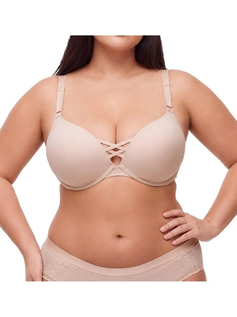 Бюстгальтер-пуш-ап с крест-дизайном XO Plunge Push-Up Smooth Bra Torrid — розовый