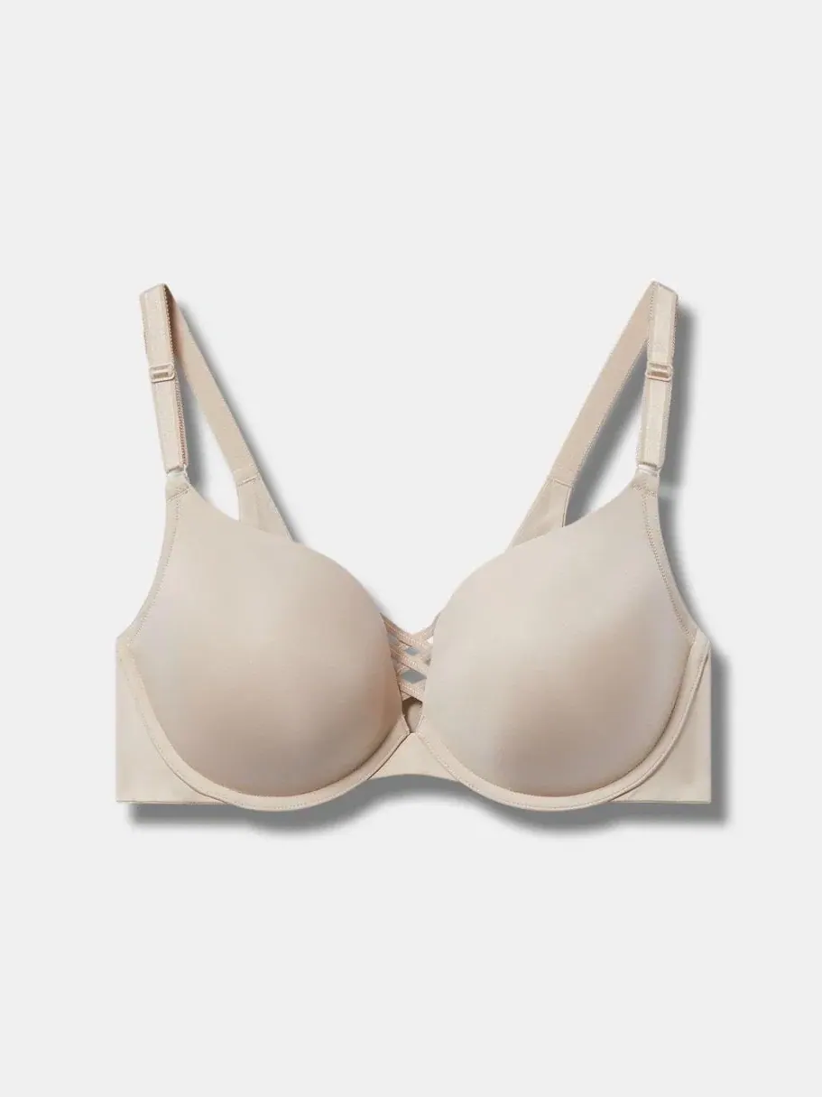 Бюстгальтер-пуш-ап с крест-дизайном XO Plunge Push-Up Smooth Bra Torrid — изображение 4 из 4, розовый