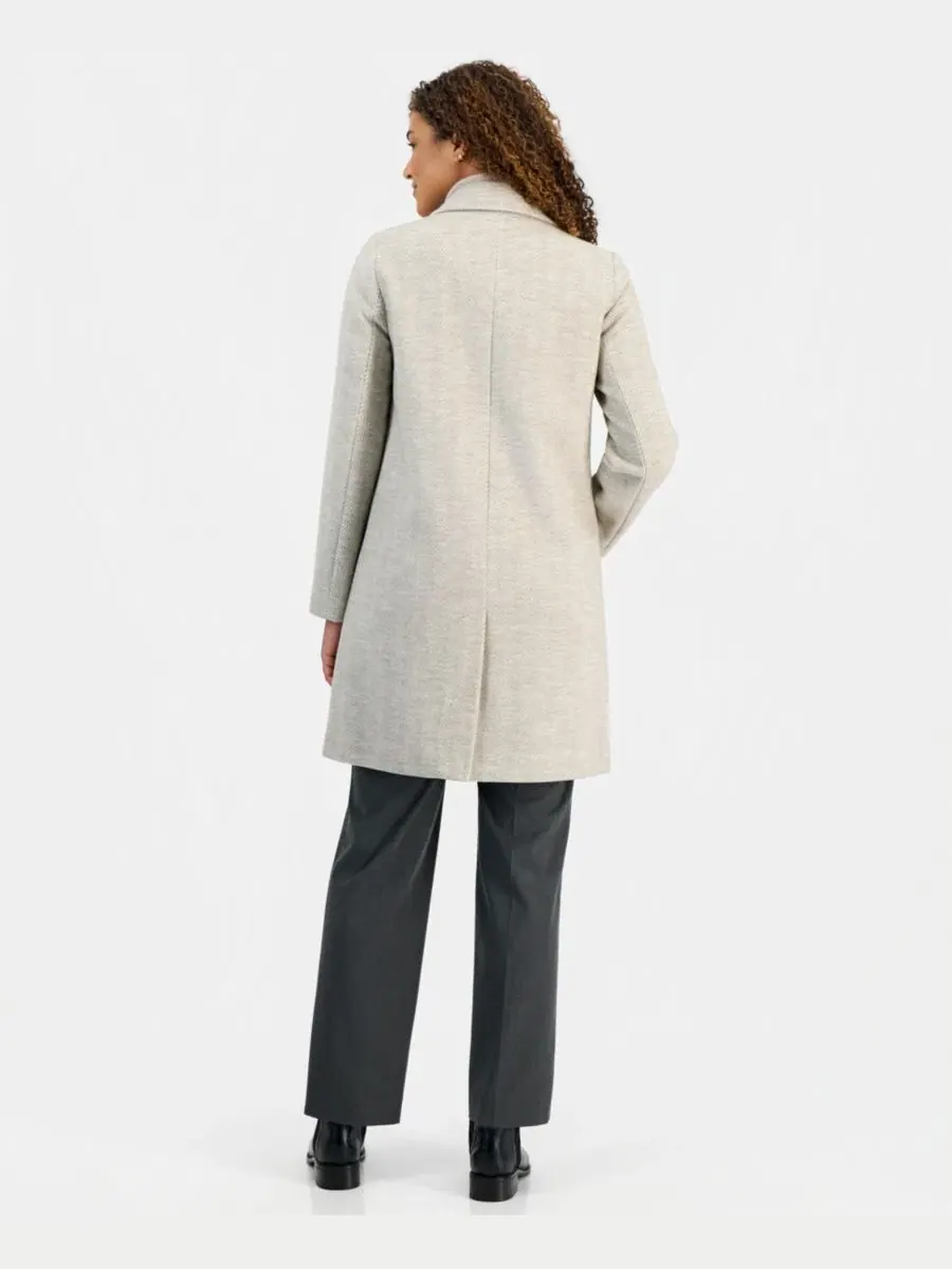 Пальто-кокон однобортное с принтом «елочка» Calvin Klein, Brushed Herringbone — изображение 2 из 5