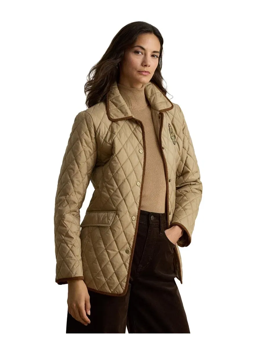 Стеганая куртка с фирменной нашивкой Lauren Ralph Lauren — изображение 1 из 6, бежевый