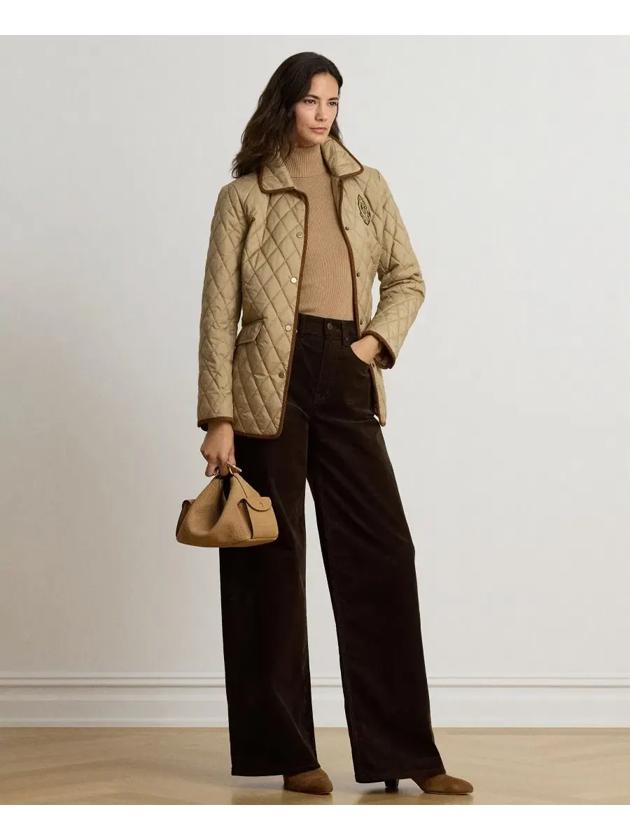 Стеганая куртка с фирменной нашивкой Lauren Ralph Lauren — изображение 2 из 6, бежевый