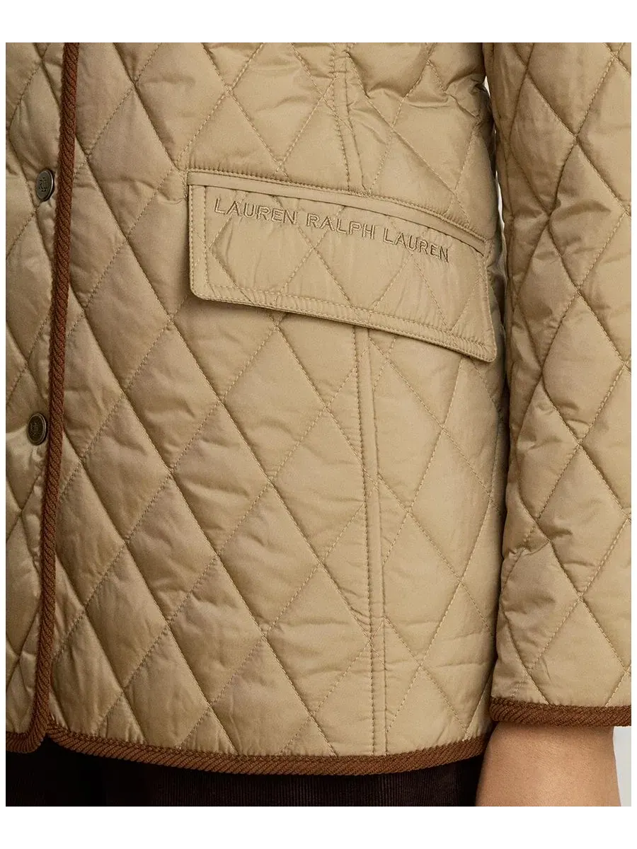 Стеганая куртка с фирменной нашивкой Lauren Ralph Lauren — изображение 5 из 6, бежевый