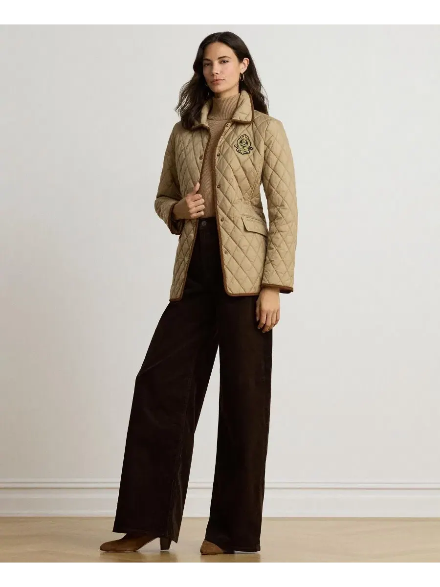 Стеганая куртка с фирменной нашивкой Lauren Ralph Lauren — изображение 6 из 6, бежевый