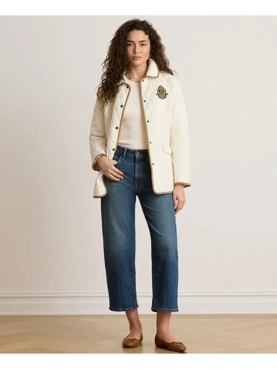 Женский стеганый жакет с гербом Lauren Ralph Lauren — изображение 2 из 5, бежевый